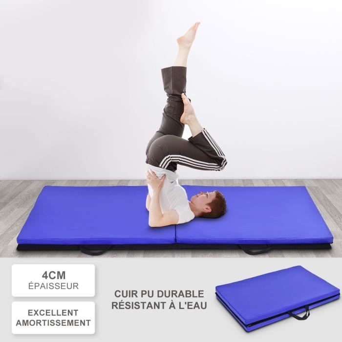 Yoga tapis gymnastique Tapis 190 x 60 x 1,5 cm Bleu Fitness Tapis salive
