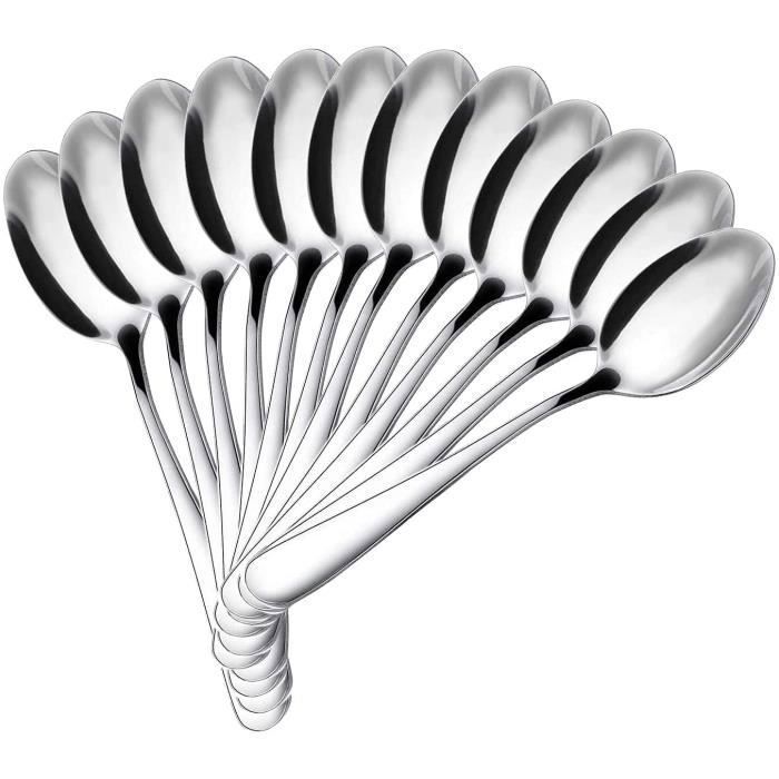 Cuillères à soupe - Inox - Lot de 10 - 18.5X4.4cm - Résistantes - Lavables au lave-vaisselle