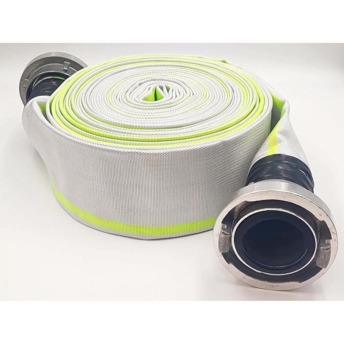 Tuyau D'eau Plat 20 Mètres X 32 Mm - Tuyau En Tissu Polyvalent Pour Jardin, Piscine Et Drainage - Avec 2 Pinces Inox