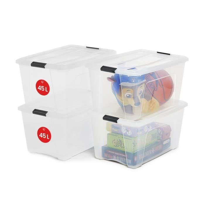 IRIS OHYAMA Lot de 6 boîtes de rangement empilables - Transparent - 15 L -  39,5 x 29 x 18,6 cm - Cdiscount Maison