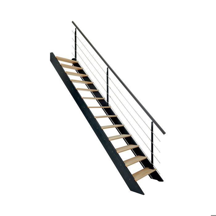 Escalier droit gris anthracite avec garde-corps Spark KORDO