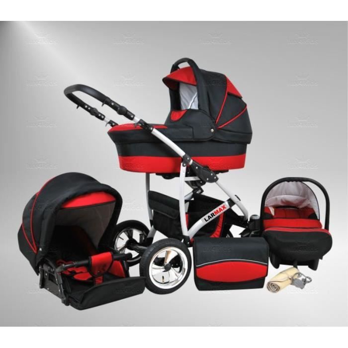 Largo 3 en 1 Poussette Trio Chanceliere Parasol Siege auto Poussette Canne 32 NOIR COSMIQUE ROUGE Cdiscount Puericulture Eveil bebe