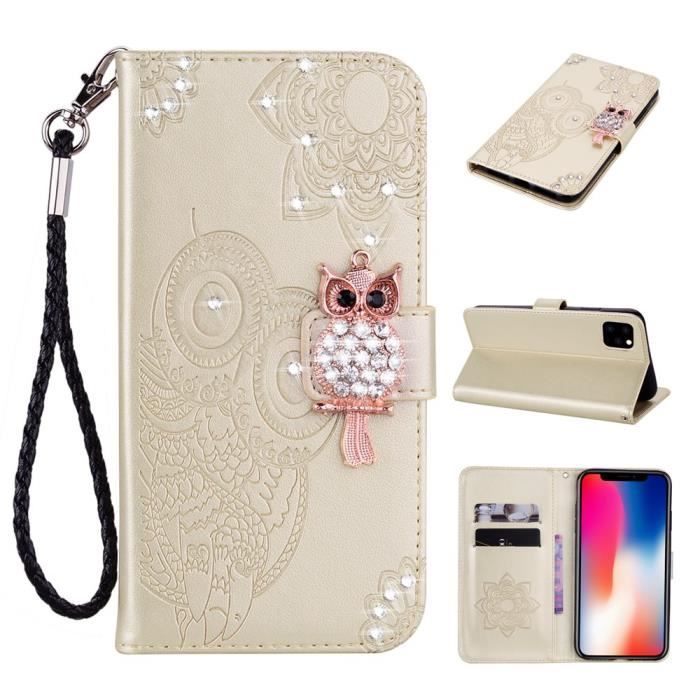 Coque Pour Apple Iphone 11 Pro D Or Pu Cuir Bling Diamant Chouette Magnetique Carte Case Protection Bumper Achat Coque Bumper Pas Cher Avis Et Meilleur Prix Cdiscount