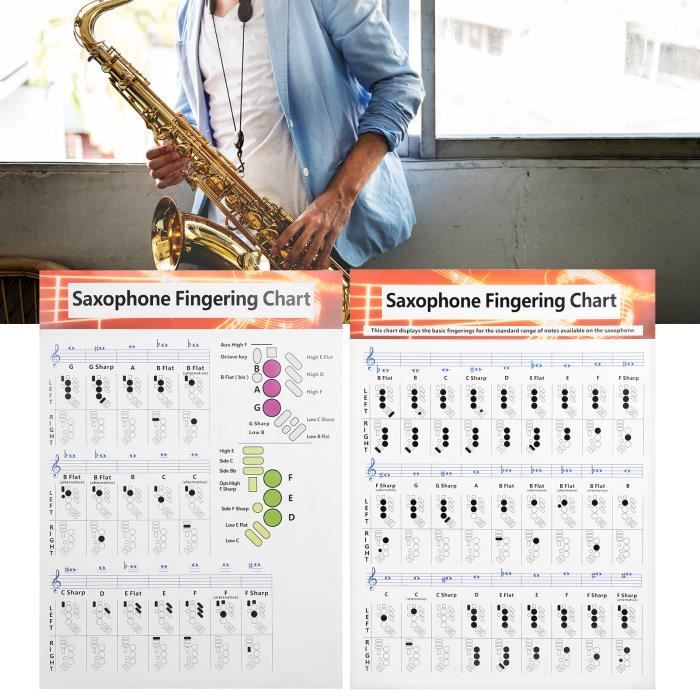 Minifinker Guide du débutant de saxophone Tableau de doigté de