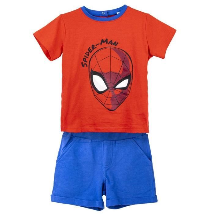 ensemble t-shirt et short bébé garçon cerda french terry spiderman - multicolor - 18 mois