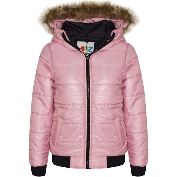 Filles Manteau Parka Matelassée Âge 4 7 8 10 12 13 14 ans veste en fourrure synthétique noir pinl Filles Manteau Parka Matelassée Âge 4 7 8 10 12 13 14 ans veste en fourrure synthétique noir pinl