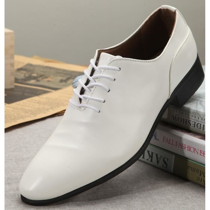 Chaussure mocassin homme - Soft PU - Blanc - Mariage cérémonie soirée Derby costume garçon