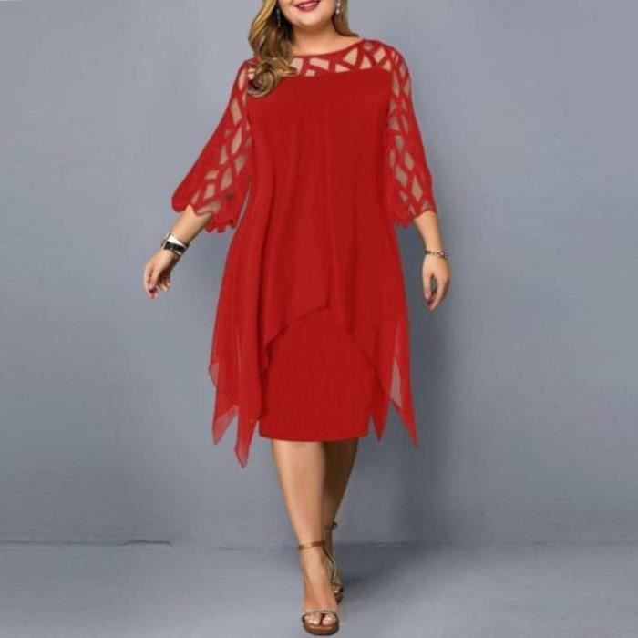 nouvelles robes d'été femmes grande taille fête longues robes cool - rouge mr