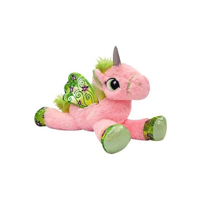 Peluche Geante Licorne Rose Avec Ailes Verte 88Cm Animal