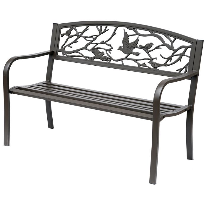 Outsunny - banc 2 places - Métal - 127x60x85cm - Brun