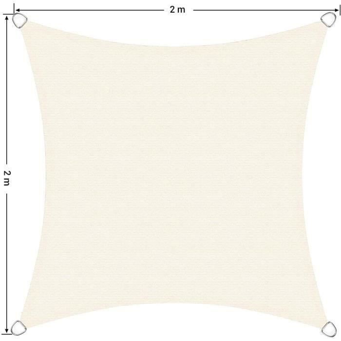 Voile D'ombrage Pour Pergola Et Terrasse - Tissu Perméable HDPE 185gsm, 95% UV, œillets, Couleur Beige