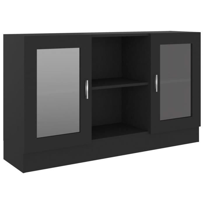 Armoire à vitrine - SALUTUYA - BD55812 - Noir - Aggloméré - 120x305x70 cm