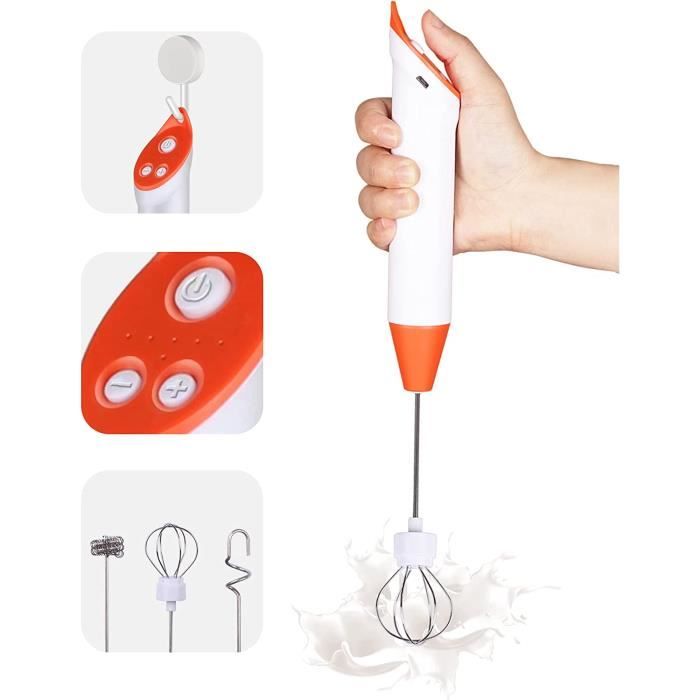 CZ11012-Mousseur à Lait Électrique 3 Vitesses 1200mAh Multifonctionnel