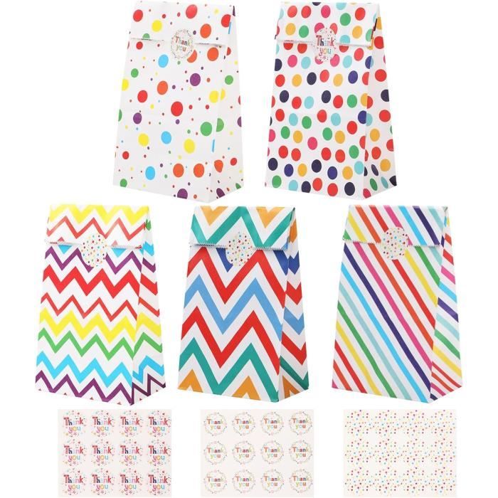 Sac Cadeau 48Pcs Sac Kraft Sachet Anniversaire Papier Cadeau Sac De