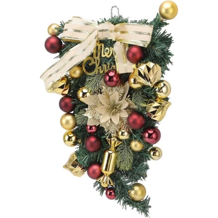 Couronne De Noël Artificielle En Forme De Larme - Décorations Pour Porte, Fenêtre, Porche - 64 X 25 Cm - 5