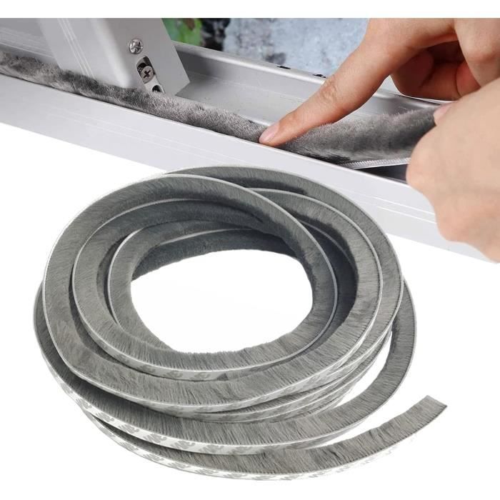 Joint Brosse Porte Coulissante, 10 Mètres L  X 9 Mm B  X 15 Mm D  Joint Fenetre Pour Baie Vitree Porte Poussiere Voler Phonique Isolation Gris 10m 98344988