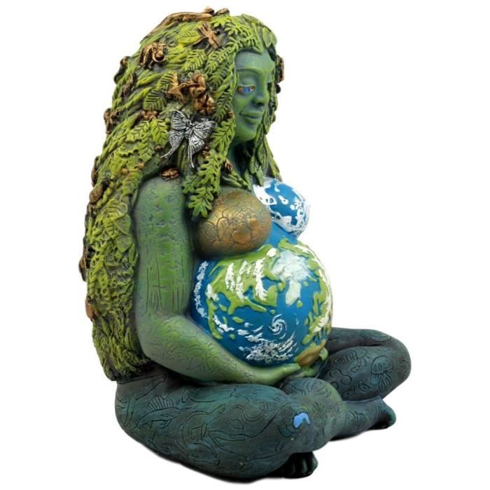 Statue Terre Mère Gaia - Déesse Mère Sculpture Résine - Décoration Spirituelle & Maison 15 Cm