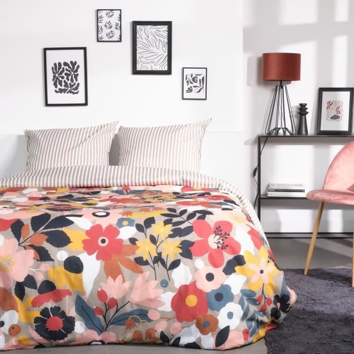 Parure de lit TODAY Sunshine 240x220 cm 2 personnes coton imprimé rayé - vue 7