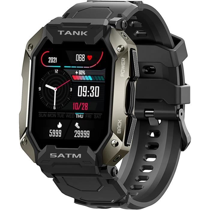 Tank Montre Connectée Homme Femme, Smartwatch Homme Étanche