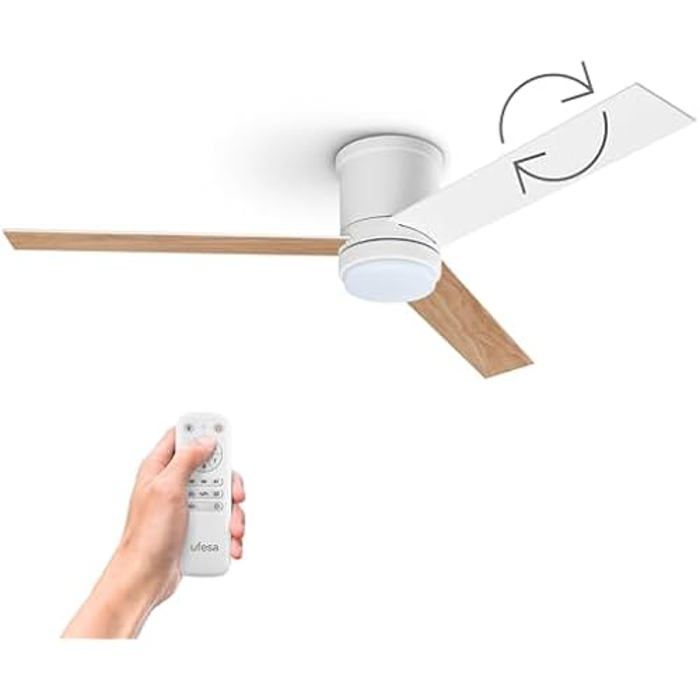 UFESA Ventilateur de Plafond Katmandu avec Lumière 3 Pales Réversibles 132cm 6 Vitesses Ultra Silencieux Fonction été - vue 2