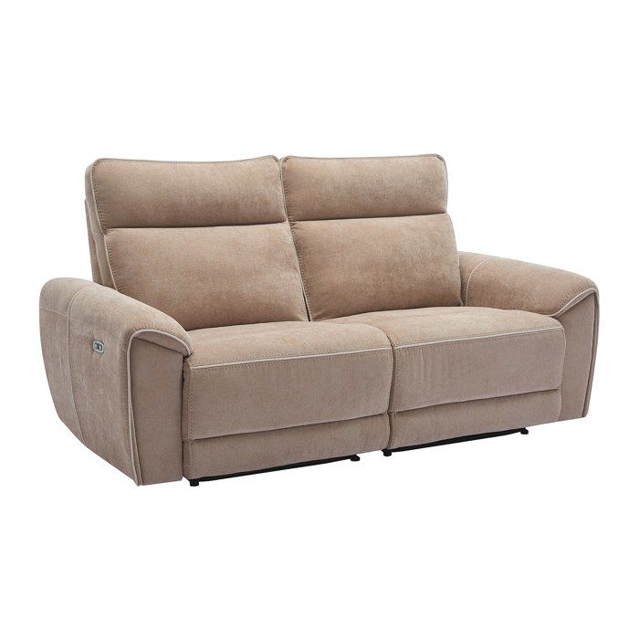 Canapé 3 places relax électrique en tissu taupe DJARALO