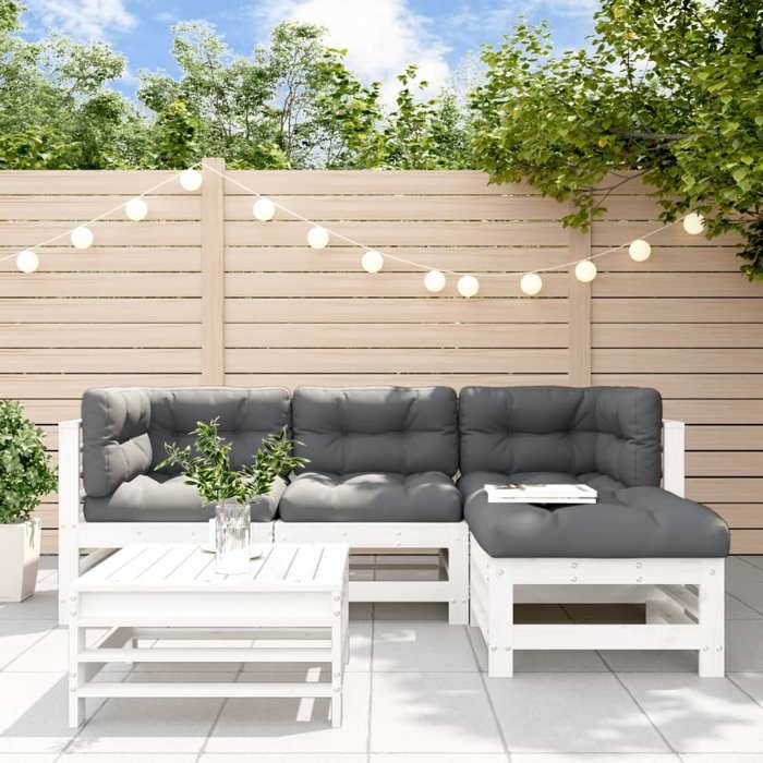 vidaXL Salon de jardin 5 pcs bois massif - vue 2