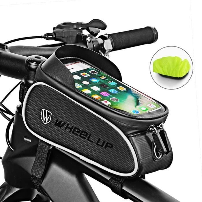 Sacoche De Cadre Vélo étanche - Porte-téléphone Tactile 6,5" - Réfléchissant - Noir