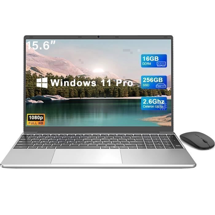 Moacreto Ordinateur Portable 14,1 Pouces 6 Go RAM 256 Go SSD Celeron N4000, PC Portable écran Pivotant à 180°, Avec Mini-HDMI, 2*USB 3.0, Batterie 5000 MAh, Argent, Fin Et Léger Laptop