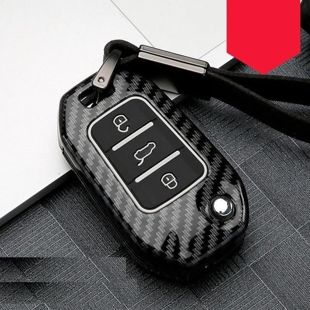 Coque clé,Voiture en cuir À Distance Etui Clés Support Protéger Pour Peugeot  208 207 300 301 308 308S 408 2008 3008 - Type A-black - Cdiscount Auto