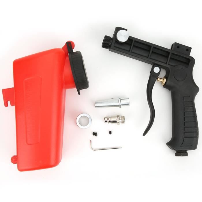Pistolet De Sablage Pneumatique Portable Avec Entonnoir - 2 Buses - Bleu/noir