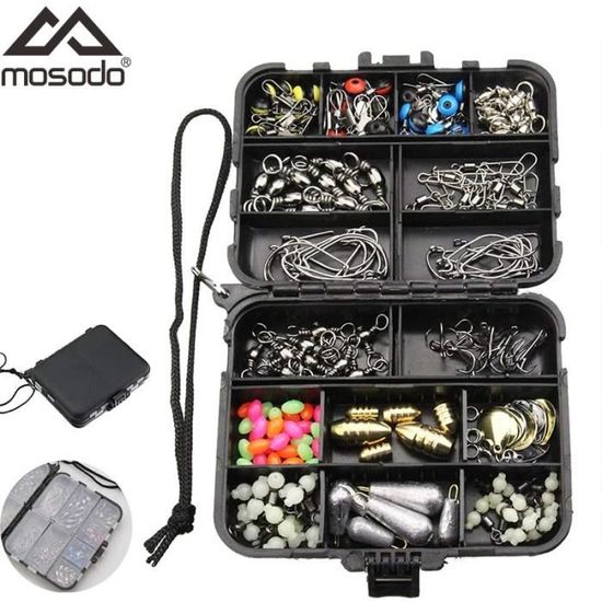 188 Kit d'accessoires de pêche avec pivots de pêche Crochets Sinker Poids  Tackle Box