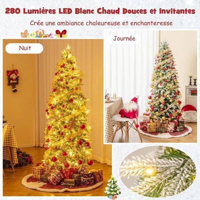 HOMCOM Sapin De Noël Artificiel Lumineux LED X 160 Blanc Chaud 8 Modes