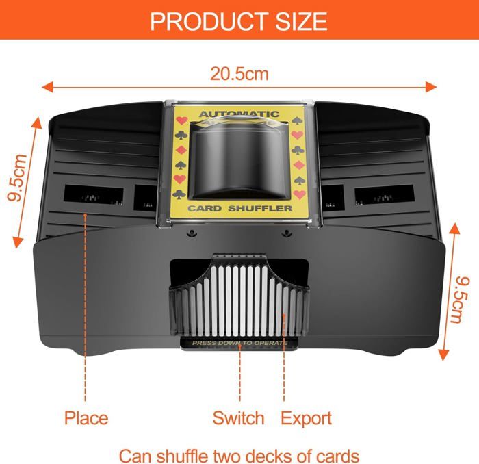 Viitech Mélangeur Automatique De Cartes – 2 Jeux En Simultané, Alimenté Par 4 Piles AA – Idéal Pour Poker Et Blackjack