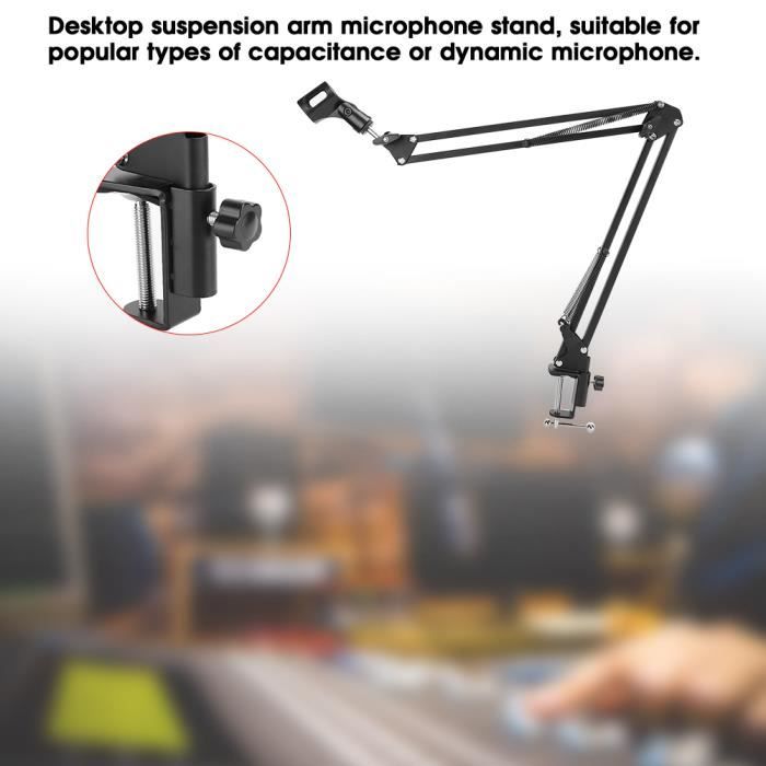 Support de micro de bras de suspension de bureau, support de microphone  pliable et résistant et flexible, transport facile