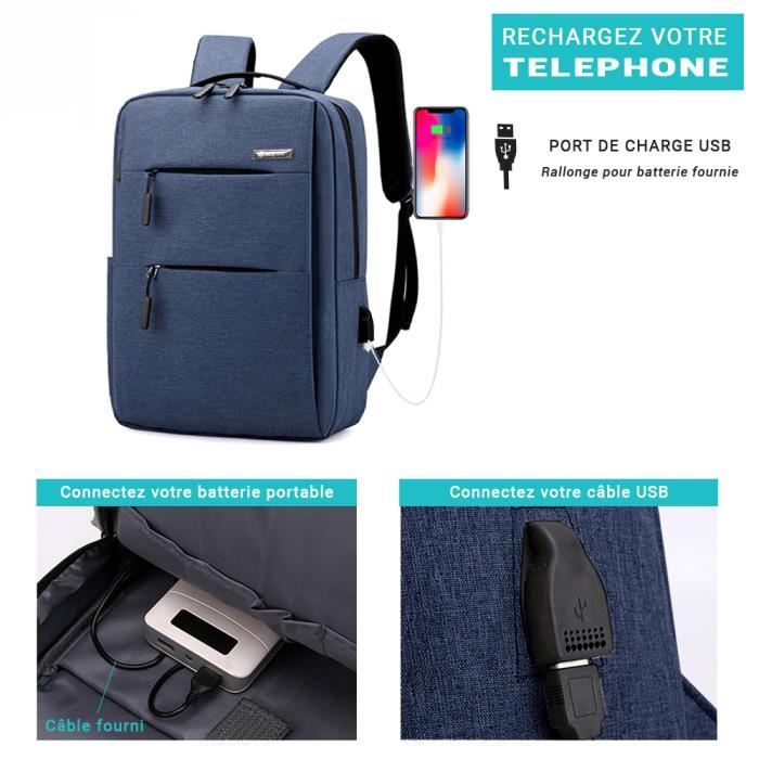Sac Dos Ordinateur 15 Pouces Urbain Imperm able Multipoches et