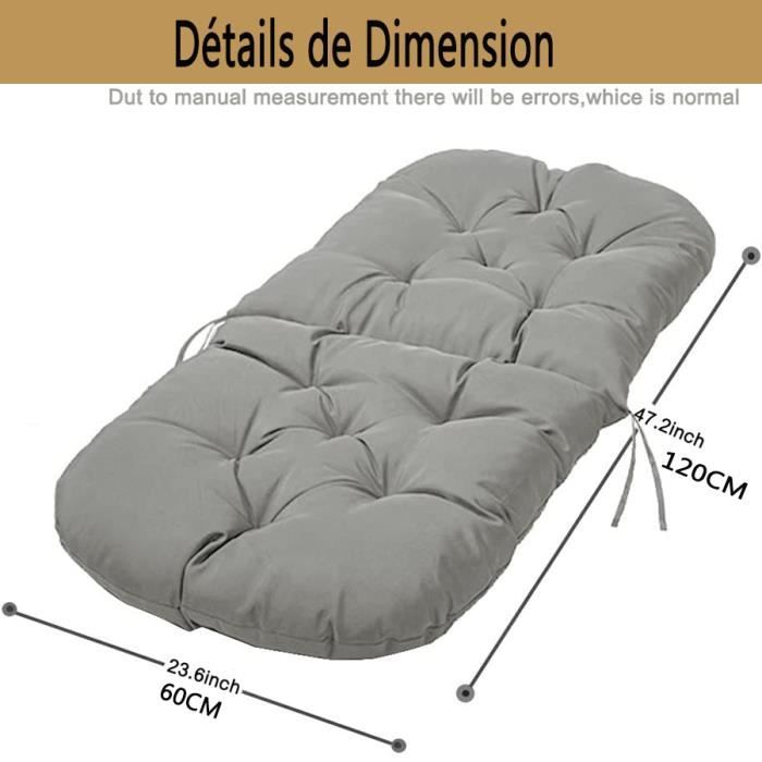 Coussin De Fauteuil à Bascule 120x60 Cm - Tissu Imperméable Kaki Avec Lanières