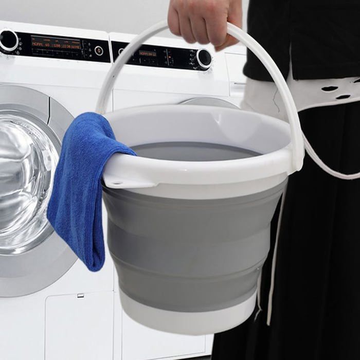 Seau Pliable 10 Litres Avec Couvercle - Seau Plastique Portable Pour Camping, Pêche Et Ménage
