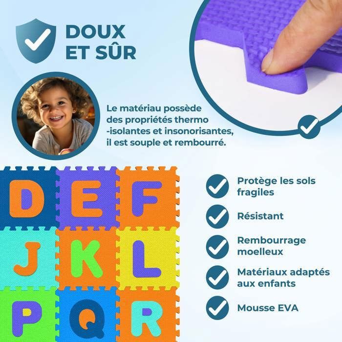 Grand Tapis De Jeu En Mousse EVA Pour Enfants – Tapis D'éveil Alphabet Multicolore Et Souple