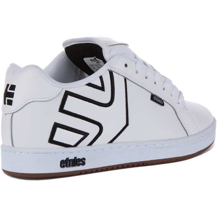 Baskets Etnies Fader Homme Blanc Noir Lacets Cuir synthetique Blanc noir Cdiscount Chaussures