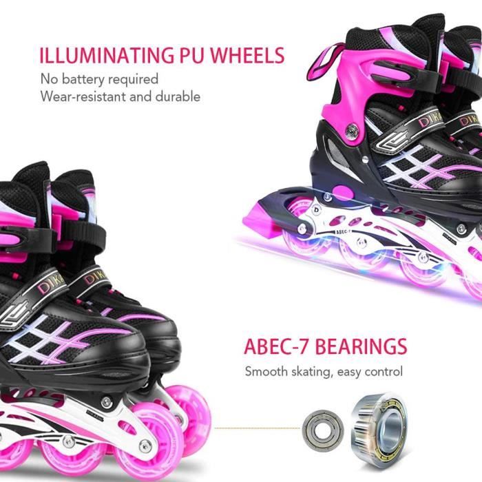 Roller align es SURENHAP enfant adulte rose clignotant adjustable