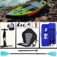 Stand up paddle Gonflable SUP Board, siège kayak, 330 x 76 x 15 cm, jusqu'à 130 kg, double pagaie réglable, accessoires complets, ve-3