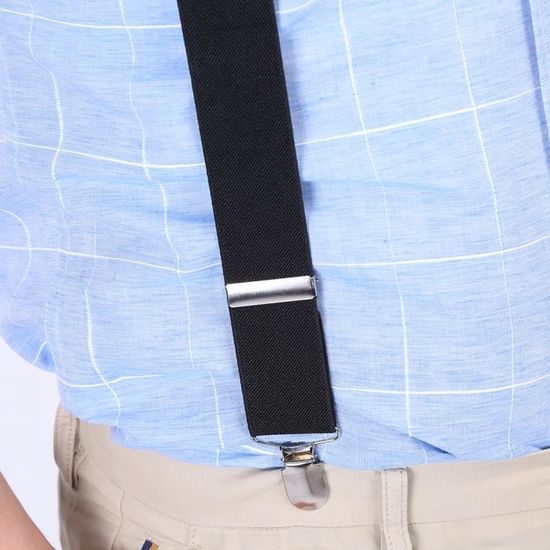 Hommes Bretelles Pantalon à Clipser X-Back Réglable Élastique