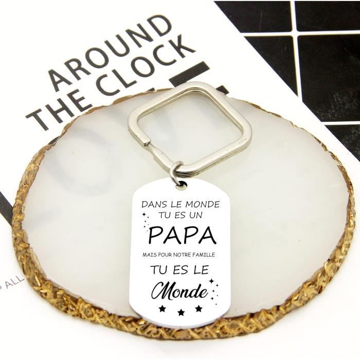 Porte-clés Personnalisable Papa - Cadeau émouvant Pour Fête Des Pères, Anniversaire, Noël - En Acier Inoxydable Poli