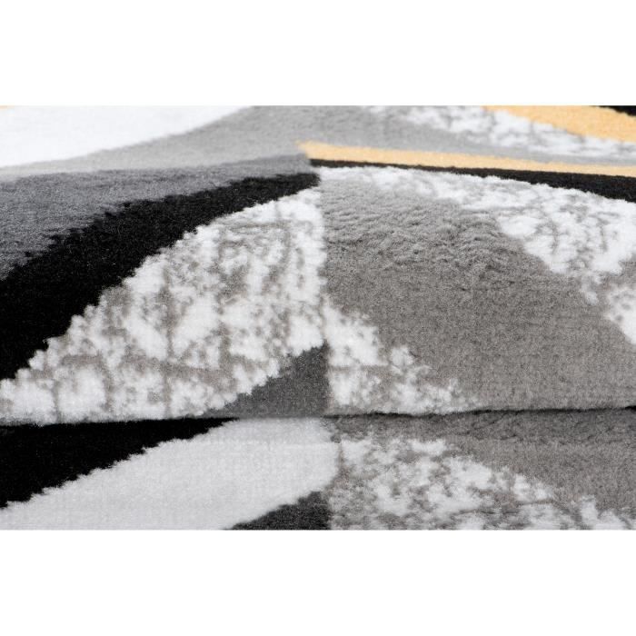 TAPISO Maya Tapis de Couloir Entrée Moderne Gris Noir Blanc Rayures Fin au  Mètre 100 x 150 cm