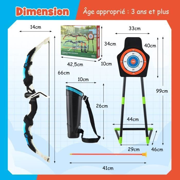 Arc et flèche pour Jouets pour Enfants avec lumière LED - Comprend 1 Arc, Cible,carquois avec 8 flèches à Ventouse - Jeux - Jouets Arc et flèche pour Jouets pour Enfants avec lumière LED - Comprend 1 Arc, Cible,carquois avec 8 flèches à Ventouse - Jeux - Jouets