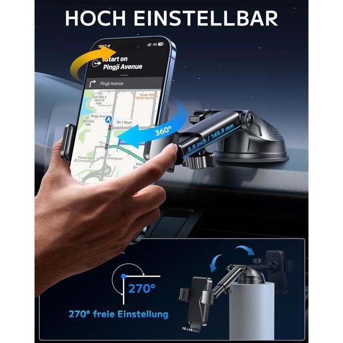 Support Téléphone Voiture Magnétique 360° - Ventouse Aspirateur Pliable - Universel - Neuf