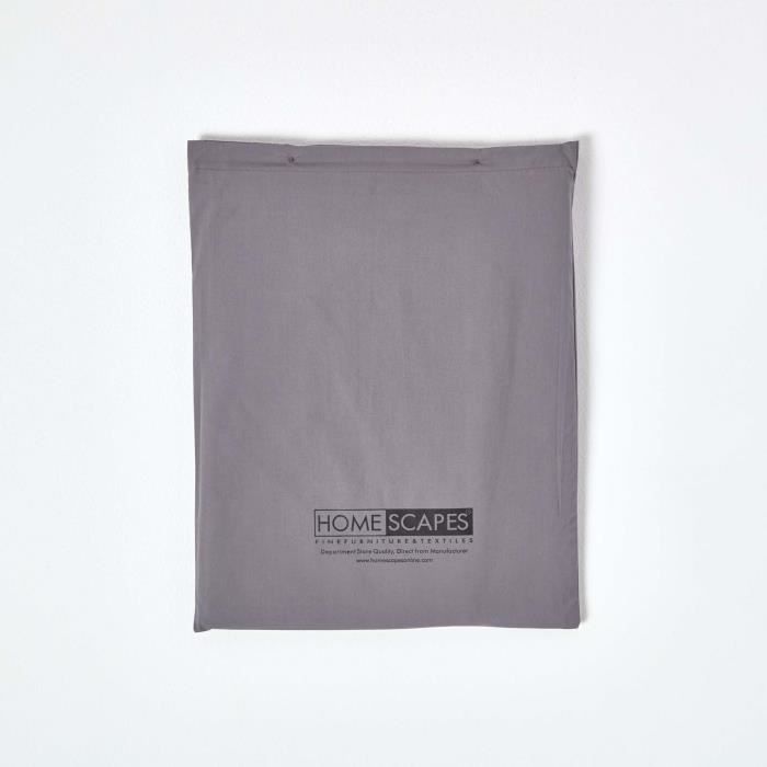 Housse De Couette 100% Coton Égyptien 200 Fils - Parure De Lit 135x200cm + 1 Taie 50x75cm - Gris Foncé