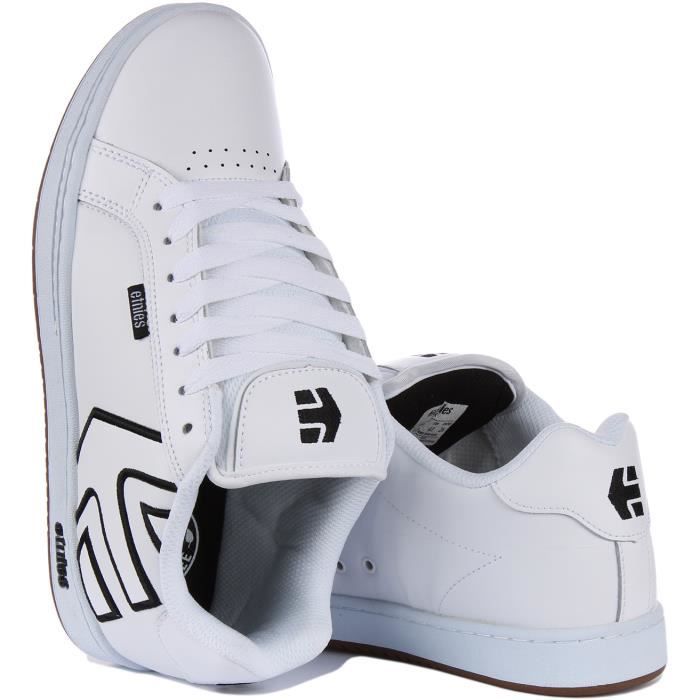 Baskets Etnies Fader Homme Blanc Noir Lacets Cuir synthetique Blanc noir Cdiscount Chaussures