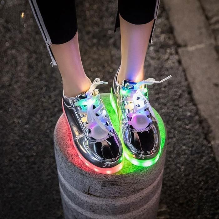 Chaussures LED Argent Multicolores Clignotantes FUNMOON Sport