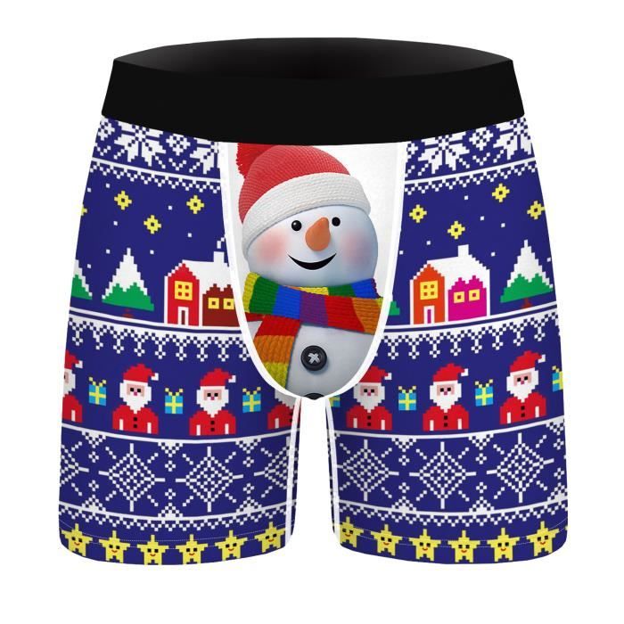 Caleçon De Noël Pour Homme - Boxer Drôle - Imprimé Bonhomme